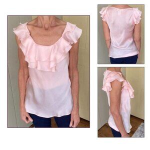 KENAR • S • Pale Peach • Sleeveless Ruffled Top